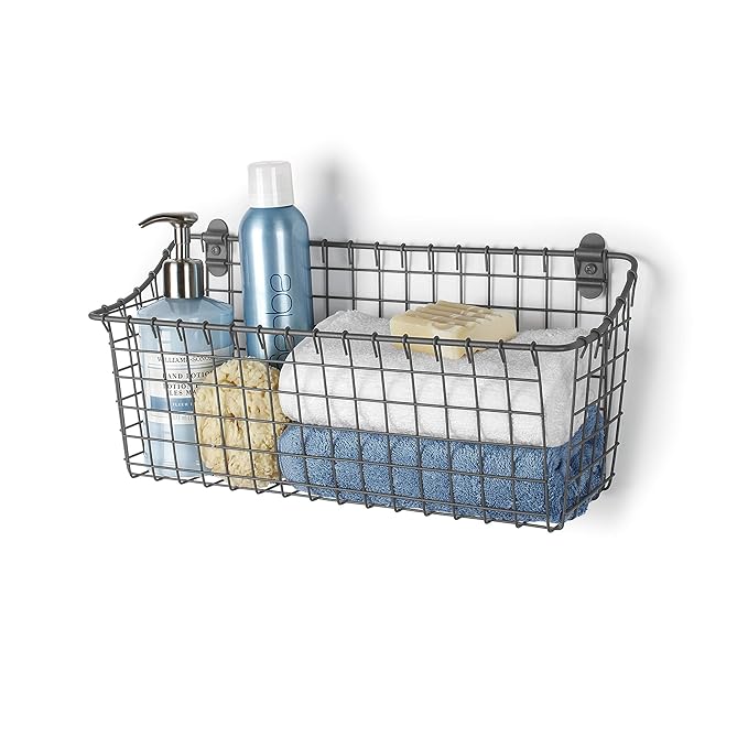 Spectrum Diversified Vintage Wall Mount Storage Basket, X-Large (Pack of 2), Industrial Gray