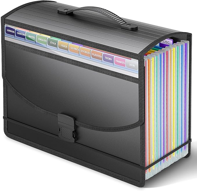 Accordion File Organizer with Handle,13 Pockets Expanding File Folder for Paper/Document/Bill,Portable Filing Box,Visible Win