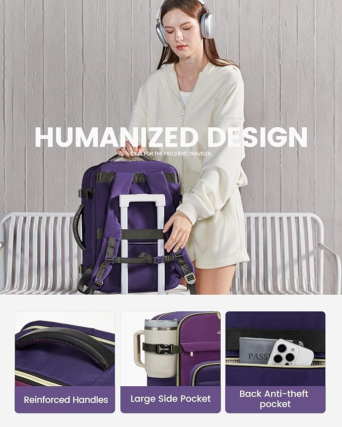 LOVEVOOK 50L Travel Backpack for Women & Men - 18 Inch Carry On Backpack & Personal Item Backpack for Airlines, Spacious and 