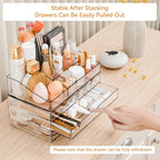 Yieach Acrylic Make up Organizers for Counter,Desk and Vanity,2 Pack Stackable Bathroom Counter Organizer with Drawers,Large 