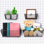 Sieral 4 Pcs Black Pegboard Baskets Metal Wire Shelf Baskets Peg Board Organizer Accessories Wall Mount Organizer Attachments