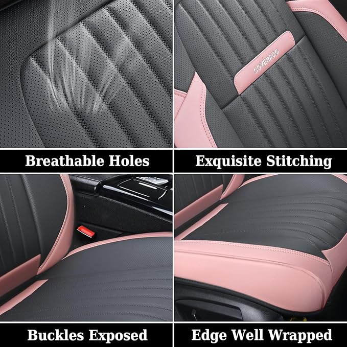 Coverado Car Seat Covers Front, Seat Covers for Cars, Waterproof 2-Pack Car Seat Cushions, Leather Carseat Seat Protectors, U