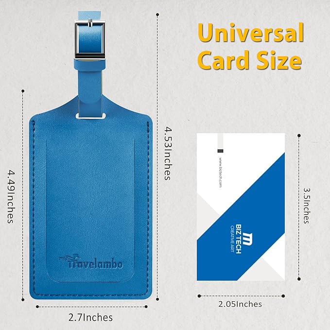 Travelambo Luggage Tags for Suitcases PU Leather Travel Tags Bag Tags Privacy Protection Travel Essentials
