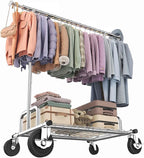 HOKEEPER Heavy Duty Clothes Rack Load 525 LBS, 75''W Adjustable Garment Rack, Rolling Clothing Rack for Hanging Clothes with 