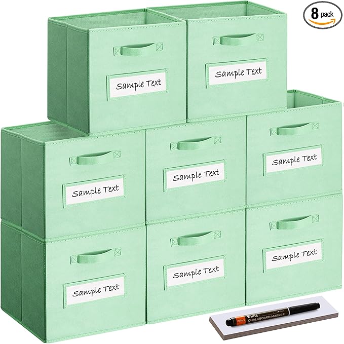 artsdi 13x13x13 storage cube bins(Set of 8) Fabric storage cubes with 8 Labels Window Cards & a Pen, storage cubes 13x13, Col