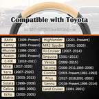 GIANT PANDA Car Steering Wheel Cover for Toyota RAV4,Camry,Highlander,Corolla,Prius,Tacoma,Standard Size - Black+Beige