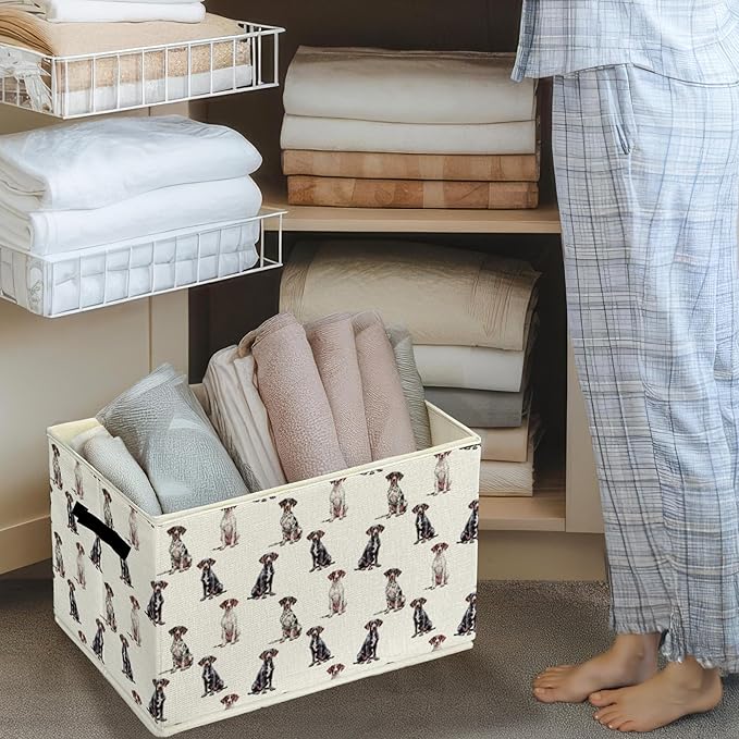 German Shorthaired Pointer Gifts Storage Bins & Boxes with Handles,Dog Foldable Basket for Organizing Dog Lovers Collapsible 