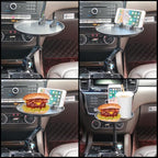 Cellet Cup Holder Tray for Car with Phone Mount – Expandable Base, 360° Rotation Food & Drink Tray with Non-Slip Surface, Adjustable Arm for Eating in Vehicle – Fits Most Standard Car Cup Holders
