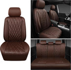 CAR PASS Piping Luxury Faux Leather Seat Covers Full Set, 5 Seats Anti-Slip Waterproof Seat Covers Compatible with Front Armr