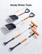 AstroAI 2" 1 Ice Scraper & Snow Shovel Kit, 47.2" Ice Scrapers for Car Windshield and 360° Pivoting Snow Brush, Extendable Snow Shovel with Foam Grip for Car, Trucks, SUVs, Vehicles（Orange）