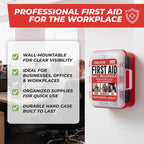 M2 BASICS Professional 350 Piece First Aid Kit, Wall Mountable Dual Layer Hard Case for Business, Home, Car, Vehicle & Work