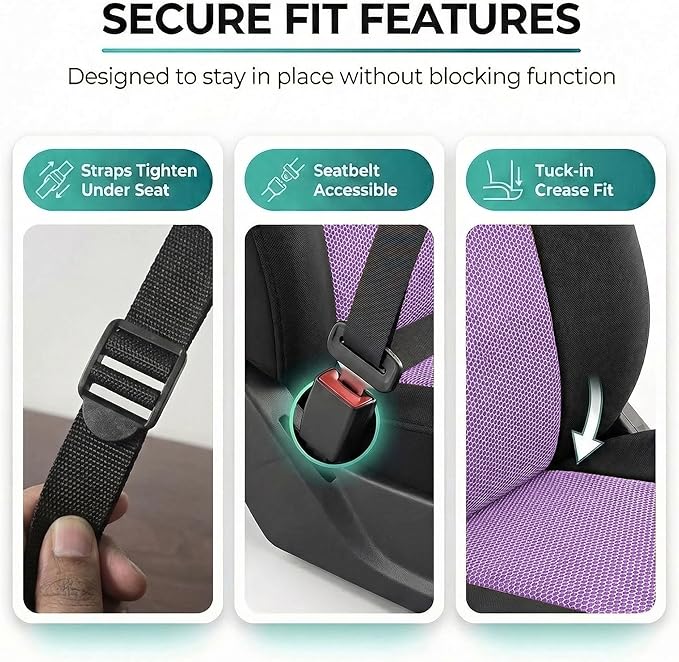 FH Group Automotive Full Car Seat Covers for SUV, Trucks, Sedan and More - Universal Fit Front High Back & Rear Solid Bench D