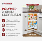 Rev-A-Shelf 2 Tier Kidney Cut Lazy Susan for Corner Base Cabinets, Plastic, 28" Double Shelf Swivel Kitchen Spice/Can Organiz