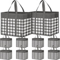 WOWBOX Reusable Grocery Bags,10-Pack, Foldable Reusable Shopping Tote Bags bulk with Reinforced Handles,Large Storage Bags with Water Resistant Coating for Groceries,Multipurpose,Grey-White