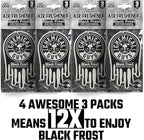 Chemical Guys Car Fresheners, Hanging Air Freshener, Black Frost Scent 12 Pack, Great for Cars, Trucks, SUVs, RVs, Home, Gara