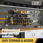 YYR Heavy Duty Power Tool Organizer Wall Mount, Cordless Drill Hanger Storage Rack, Battery Tools Holder with Charging Statio