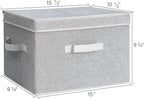 StorageWorks Fabric Storage Bins with Lid, Decorative Storage Boxes for Shelves, Stackable Closet Organizer Basket with Handl