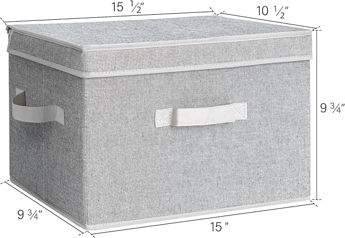 StorageWorks Fabric Storage Bins with Lid, Decorative Storage Boxes for Shelves, Stackable Closet Organizer Basket with Handl