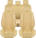 LINGVIDO Car Seat Covers Full Set (5 Seats) - Premium Perforated Nappa Leather, Waterproof Shield, Omni-Adapt Fit SUVs Sedans