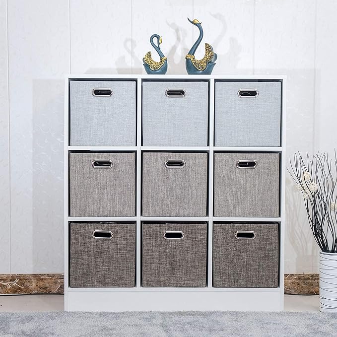 Posprica 3X Thicker Fabric Storage Cubes 13 inch Collapsible Storage Bins for Organization, Cubby Storage Baskets for Organiz