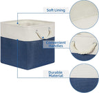 Temary Fabric Storage Cubes 11x11 Cube Storage Bins 4Pack Blue Basket for Organizing Home, Closet, Empty Gift Baskets with Ha
