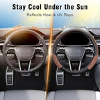 KAFEEK Steering Wheel Cover, Universal 15 inch, Microfiber Leather Viscose, Breathable, Anti-Slip,Warm in Winter and Cool in 