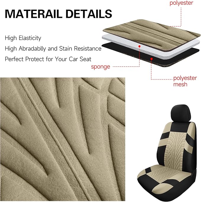 Pariitadin Car Seat Covers Full Set, Washable and Breathable Premium Cloth Automotive Vehicle Seat Cover for Car Interior, Un