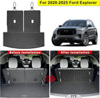 Cargo Mat Compatible with 2020-2025 Ford Explorer 6&7 Passenger - All-Weather Trunk Liner with Backrest Mat, Easy-Clean TPE Protector, Custom-Fit for Explorer Accessories