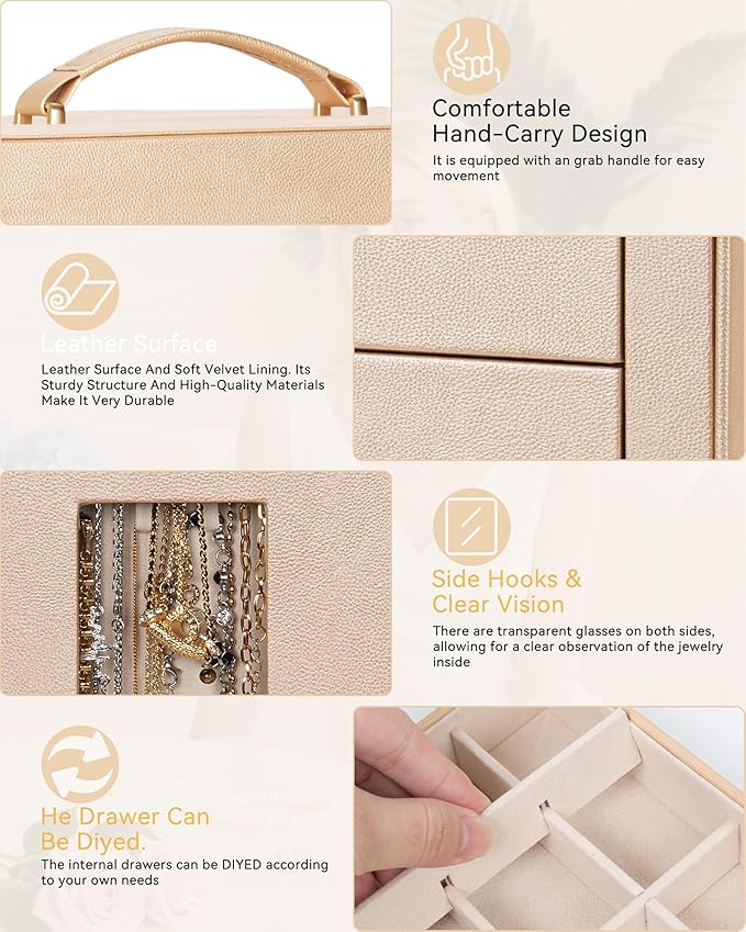 AKOZLIN Jewelry Box 360° Rotating 6-Tier Functional Jewelry Storage Case Organizer for Women Girls Ring Necklace Earring Brac