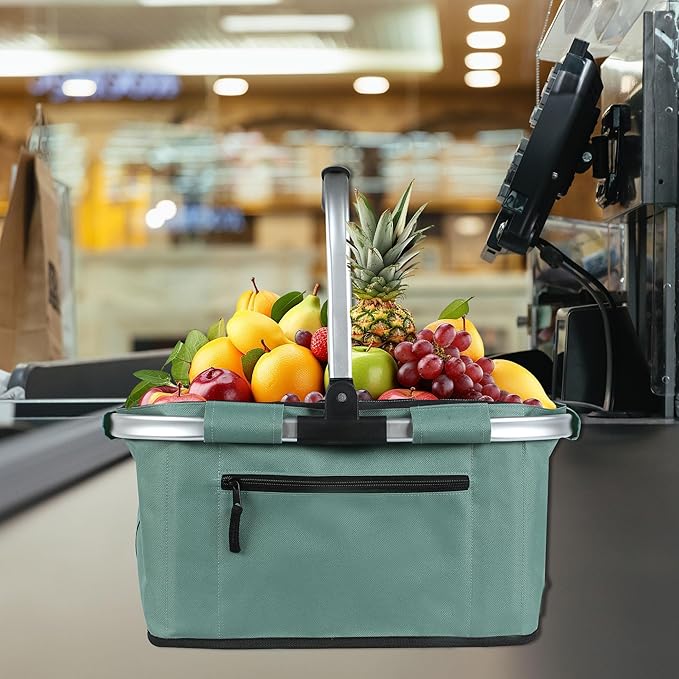 Picnic Basket, SIYUAN Shopping Basket with Handle 22L Collapsible Grocery Basket Portable Folding Basket for Marketing Picnic
