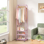 Kaitiemoo Heavy Duty Clothing Rack with Wheels,Modern Garment Rack with 3 Metal Shelves, 71.8Inches Display Rack for Hanging 