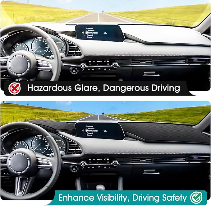 FIILINES Dash Cover for 2019-2026 Mazda 3, Dashboard Mat Accessories Dash Cover Sunshade Nonslip Mesh Protector No Glare Blac