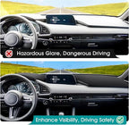 FIILINES Dash Cover for 2019-2026 Mazda 3, Dashboard Mat Accessories Dash Cover Sunshade Nonslip Mesh Protector No Glare Blac