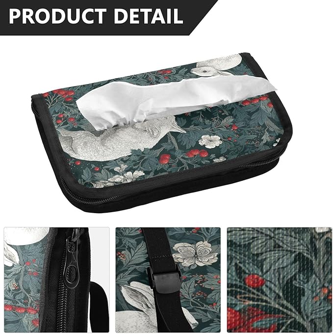 Car Tissue Holder Car Visor Organizer Tissue Box Holder for Car Sun Visor Organizer with Car Vehicle Accessories Essentials Interior for Women Men Fox Bunny Red Berry Green