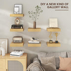 Square Floating Shelves for Wall, 12" W x 12" D x 2" H, 2 Pack of Small Wall Mounted Engineered Wood Shelves with Invisible B