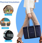 Insulated Reusable Grocery Bag - Zippered Cooler Tote Extra Large Thermal Shopping Bag for Groceries Frozen or Hot Food