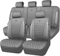 CAR PASS Bling Diamond Gray Leather Car Seat Covers Full Sets Interior Sets, Waterproof Shining Glitter Sparkly Crystal Unive