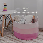 OrganiHaus Large Woven Storage Basket for Blankets and Toys 20" x 13" Inch, Rope Laundry Basket with Handles, Cushions & Pill