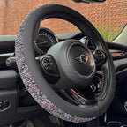 PINCTROT Chenille Leather Steering Wheel Cover, Soft Mottled Colors, Sweat-Proof, Non-Slip Grip, All-Season Comfort, Universa