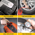 Hromee 16 Pieces Air Compressor Accessory Kit with 1/4 Inch Recoil Poly Air Hose, Blow Gun and Fittings Inflation Kit with Needles, Ball Chuck and Tire Pressure Gauge