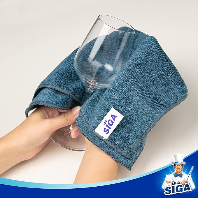 MR.SIGA Microfiber Cleaning Cloth, All-Purpose Microfiber Towels, Streak Free Cleaning Rags, Pack of 12, Light Teal, Size 32 