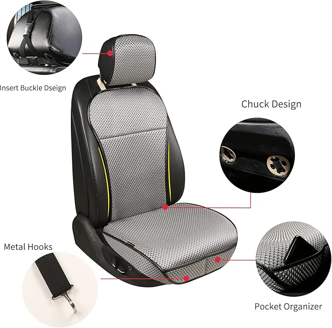 Auto Newer Luxury Breathable Car Seat Cover Fit Four Seasons, Universal Front of Car Seat Cushions, Bottom Seat Covers of Ful