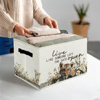 Rustic Tiger Storage Bins & Boxes with Handles, Farmhouse Tiger Foldable Basket for Organizing, Live Like Someone Left the Ga