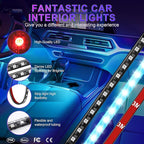 LivTee Car Led Interior Lights，4pcs 48 LED Multicolor Music Car Interior Accessories Under Dash Lighting Waterproof Kit with Sound Active Function and Wireless Remote Control, Car Charger Included