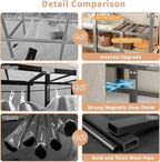 Heavy Duty Clothing Rack with Oxford Fabric Cover, Portable Closet Wardrobe with Hanging Rods, Freestanding Wardrobe, Metal C