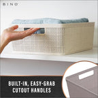 BINO | Woven Plastic Basket | Small (Natural), 5-Pack | THE JUTE COLLECTION | Home Organization, Space - Saving Storage, Styl