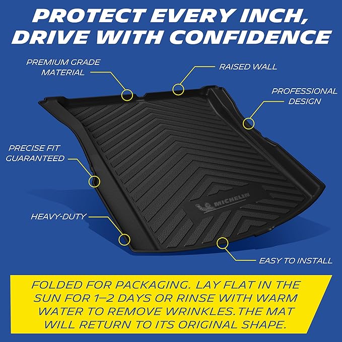Michelin Premier Series Trunk Liner for 2024-2026 Tesla Model 3 Highland, All-Weather Trunk Mat, Custom Fit, Durable TPE, Cargo Mat, Non-Slip Cargo Liner