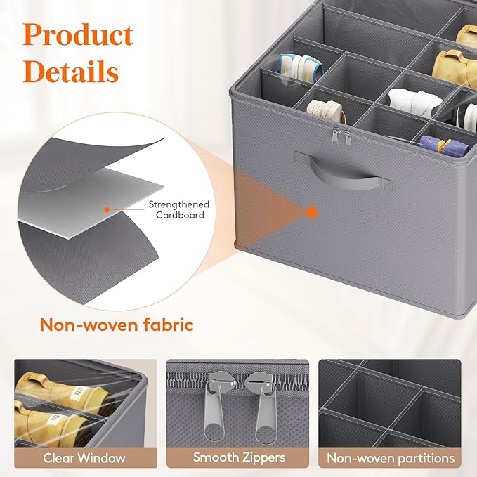 Lifewit Shoe Storage Organizer for Closet, Fabric Large Shoe Box Storage Containers with Clear Cover, Foldable Bins for Boots