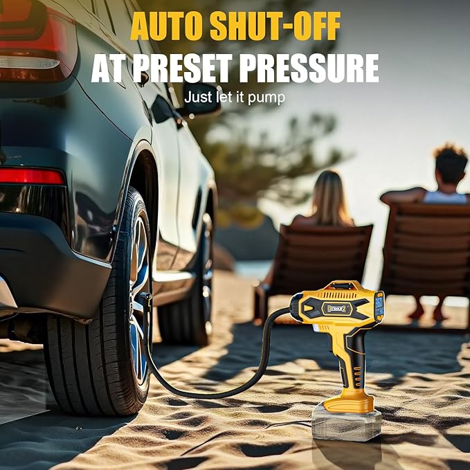 Cordless Tire Inflator Air Compressor Compatible with Dewalt 20V Battery, 160PSI Portable Air Pump with Digital Pressure Gauge, Fast Inflation for Cars, Motorcycles, Bikes(Bare Tool)