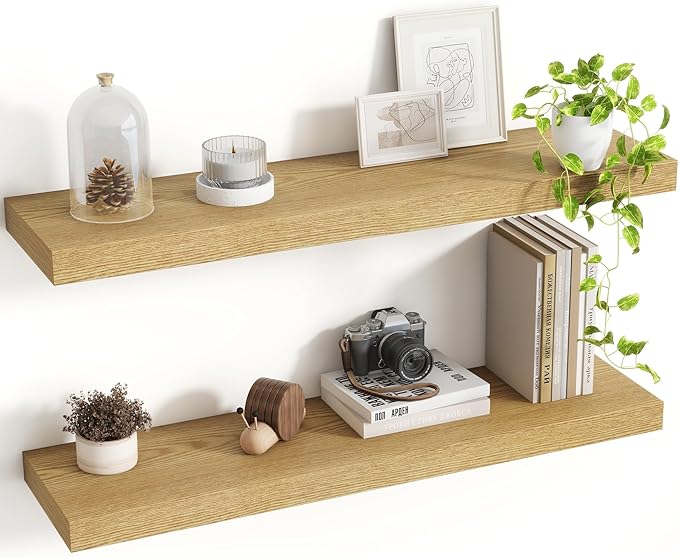30 Inch Floating Shelves, 8 Inch Deep Floating Shelves for Wall, Hanging Shelf with Invisible Brackets, Deep Shelves for Bath